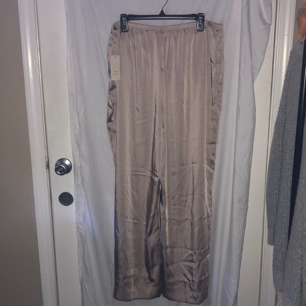NWT A New Day Tan Satin Pants in XXL w/pockets